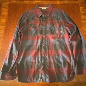 Vans Plaid Flannel Shirt Red Black Button Up Tailored Fit Skate Size XL